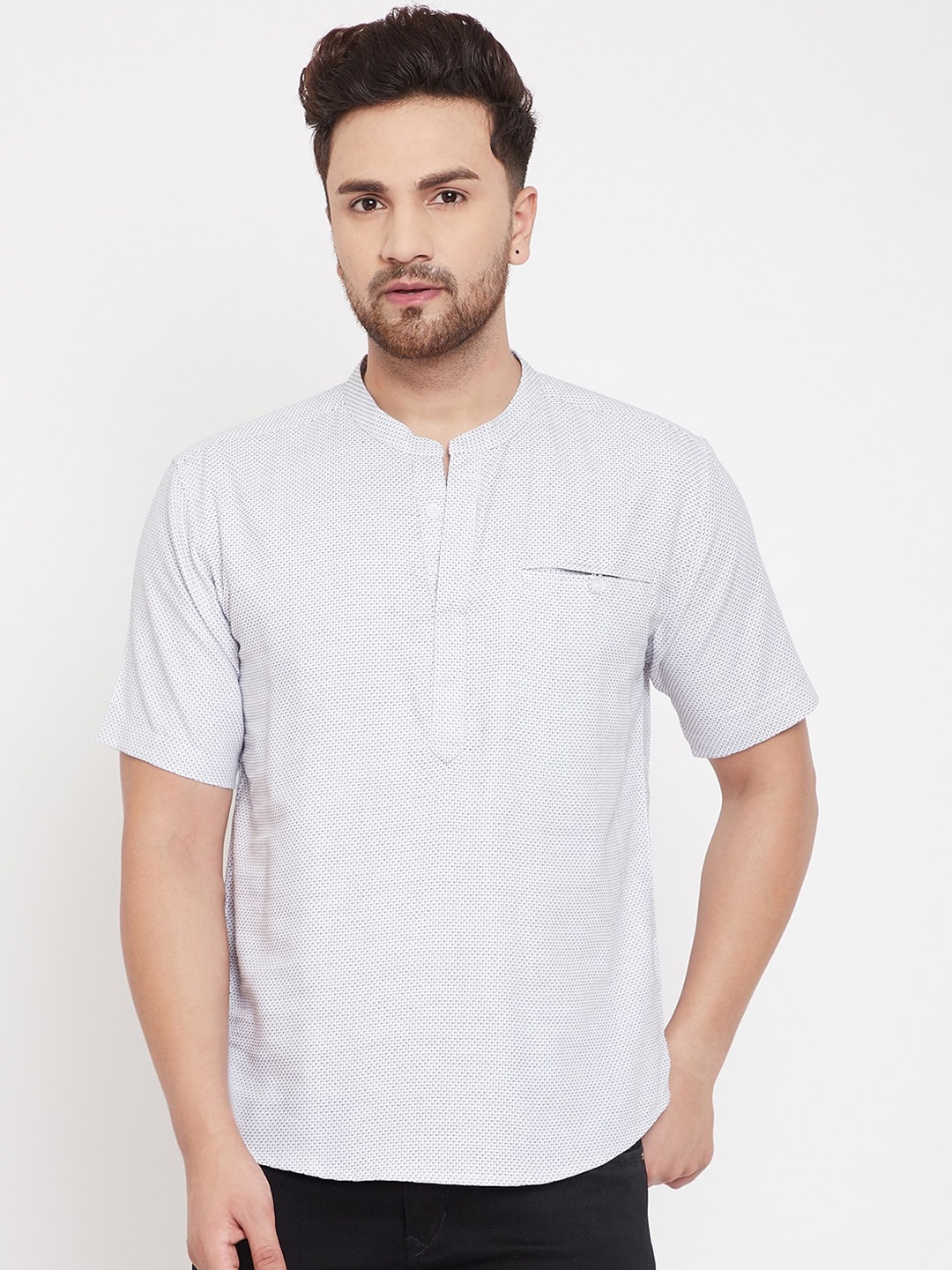 

even Men White Solid Straight Kurta