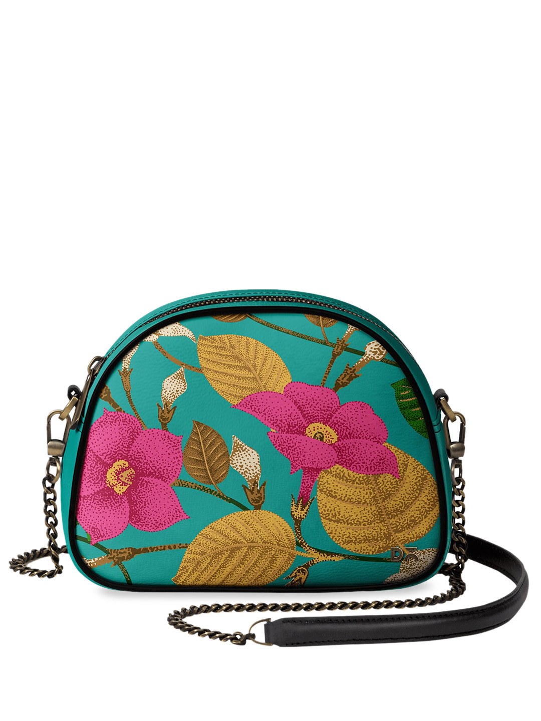 

DailyObjects Sea Green & Pink Floral Printed Sling Bag