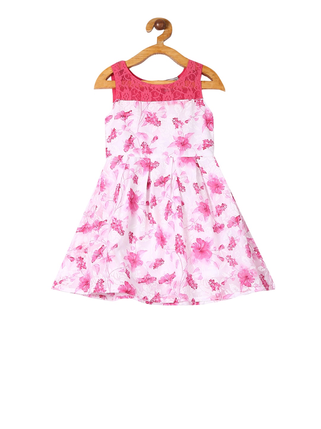 

Cherokee Girls White & Pink Floral Printed Fit and Flare Dress