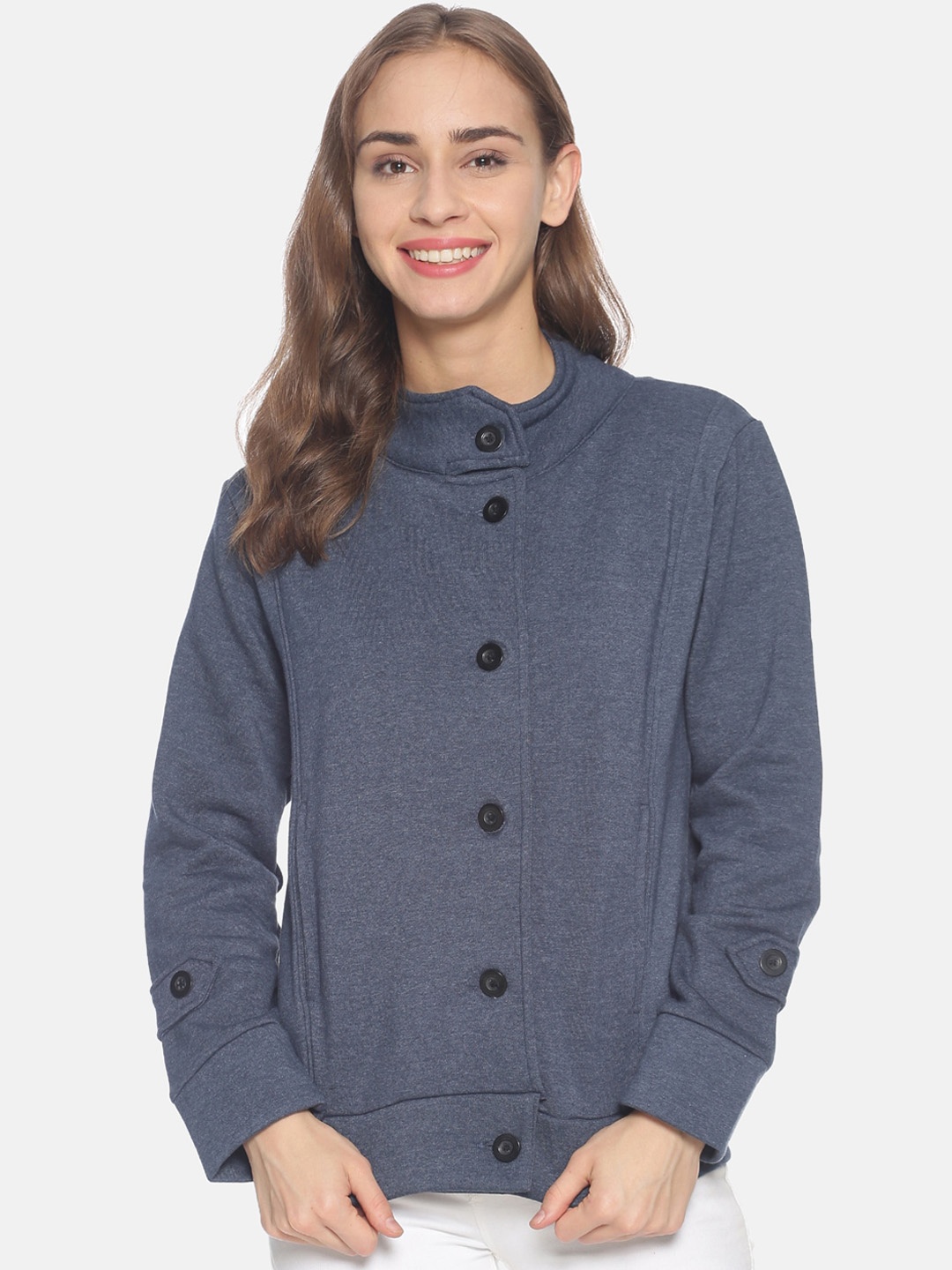 

Campus Sutra Women Blue Solid Windcheater Padded Jacket