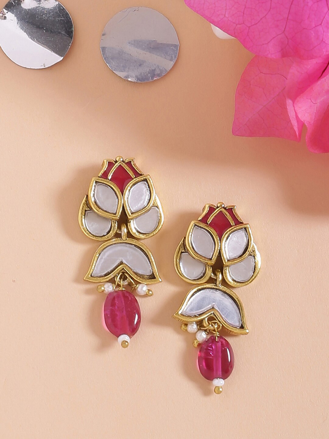 

Voylla Gold-Plated & Pink Classic Studs