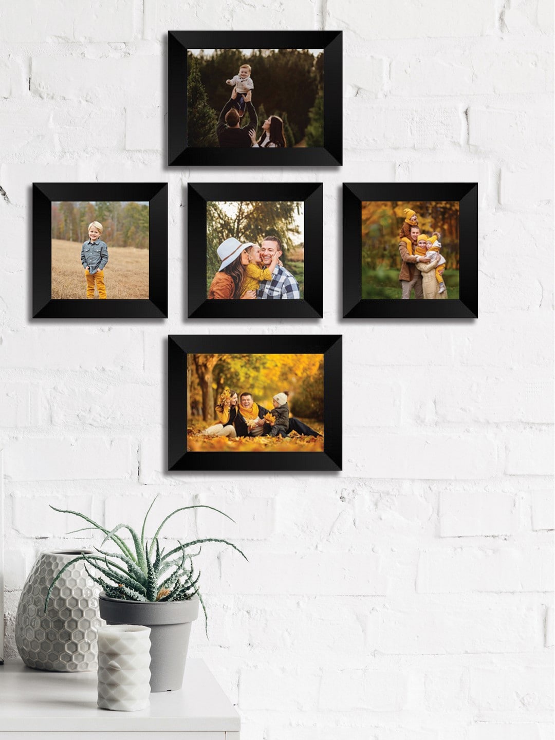 

eCraftIndia Set of 5 Black Solid Memory Wall Collage Photo Frames