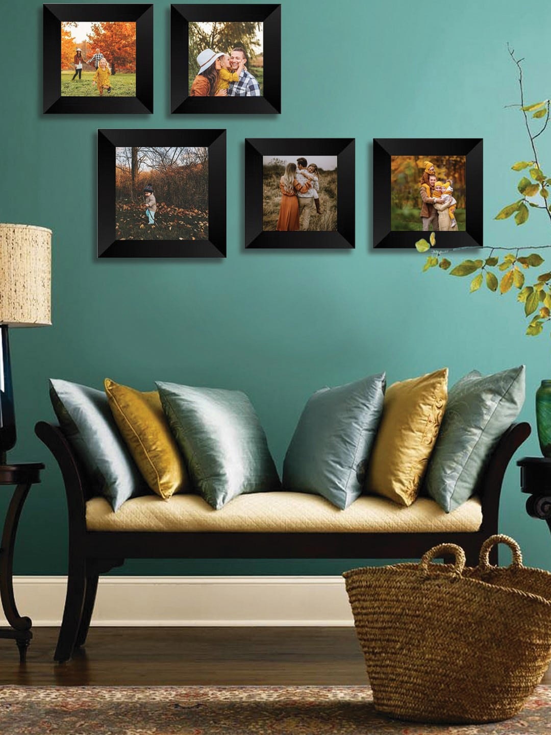 

eCraftIndia Set Of 5 Black Solid Square Memory Wall Collage Photo Frames
