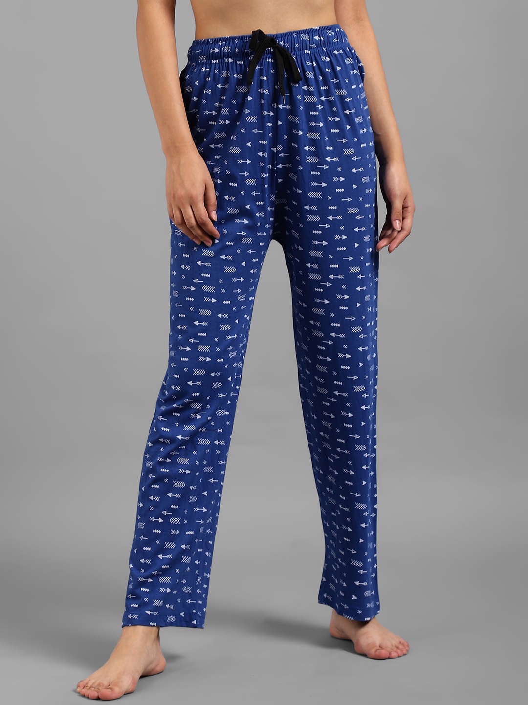 Kotty Women Green Printed Lounge Pants, Blue