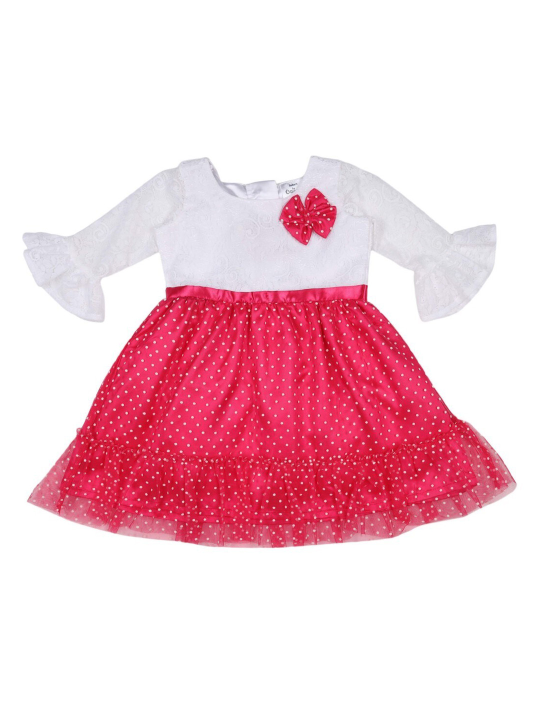 

Doodle Girls Pink & White Polka Dot Printed Fit & Flare Dress