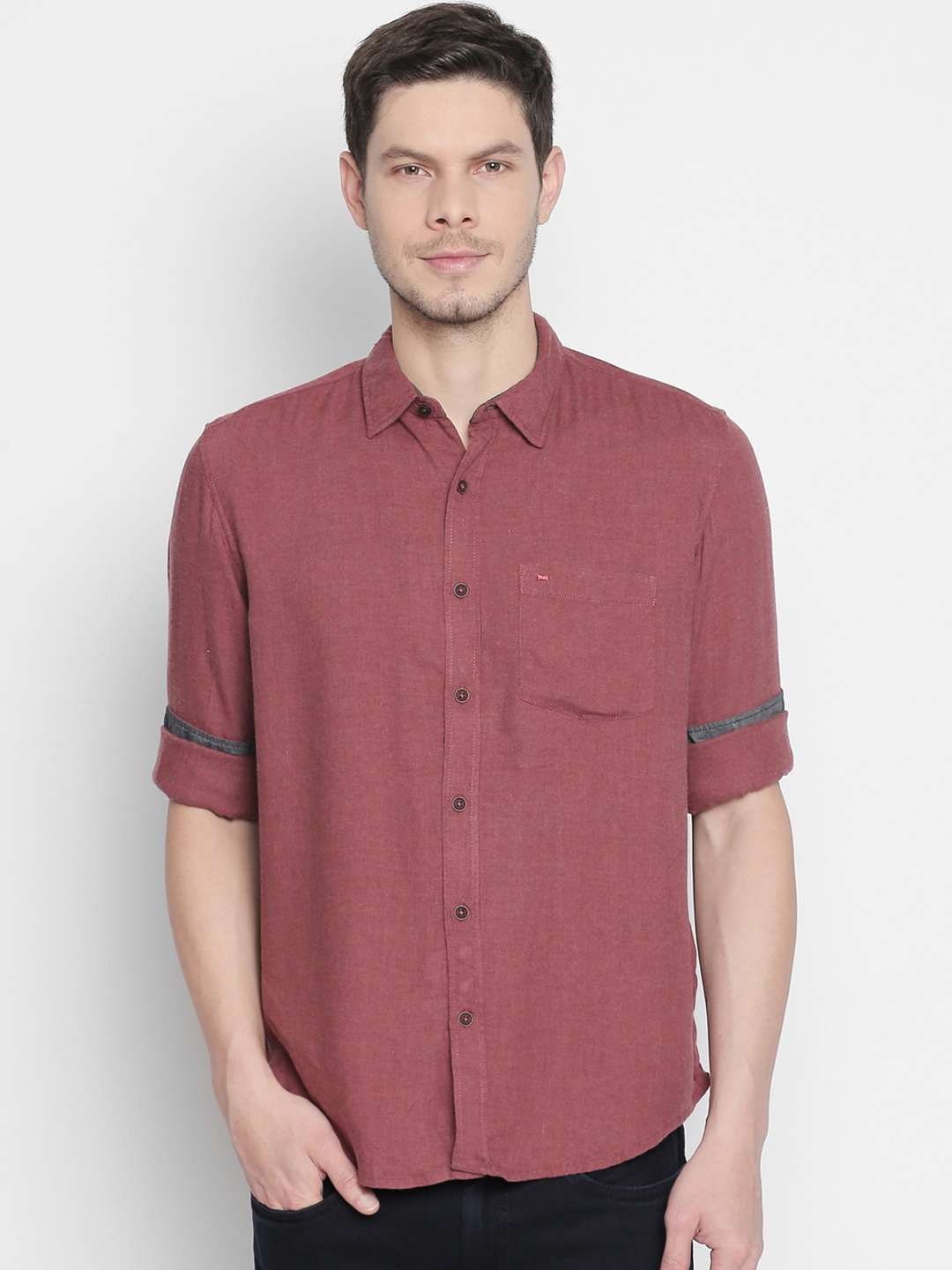 

Basics Men Red Slim Fit Solid Casual Shirt