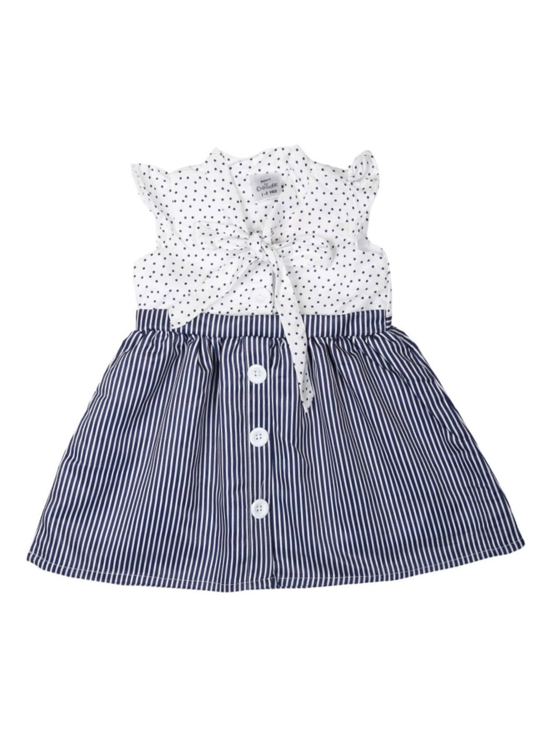 

Doodle Girls Navy Blue & White Striped Shirt Dress