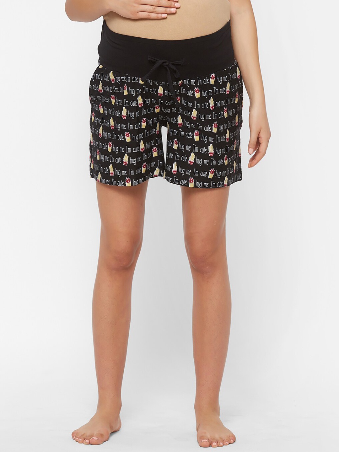 

Mystere Paris Women Black & White Printed Maternity Shorts