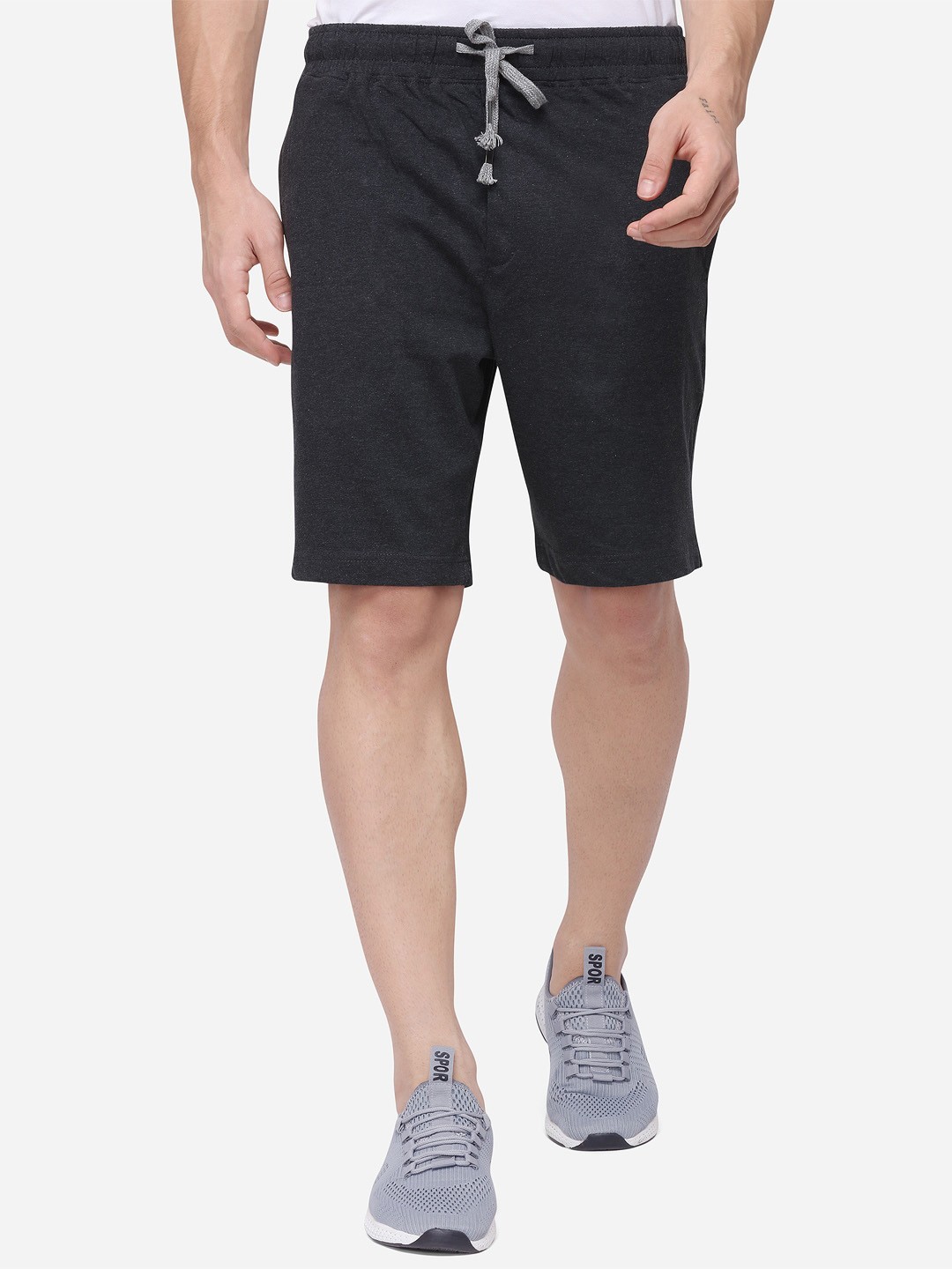 

JADE BLUE Men Charcoal Solid Regular Fit Regular Shorts
