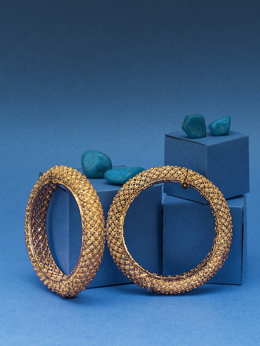 Adwitiya Collection Set of 2 24CT Gold-Plated Handcrafted Bangles
