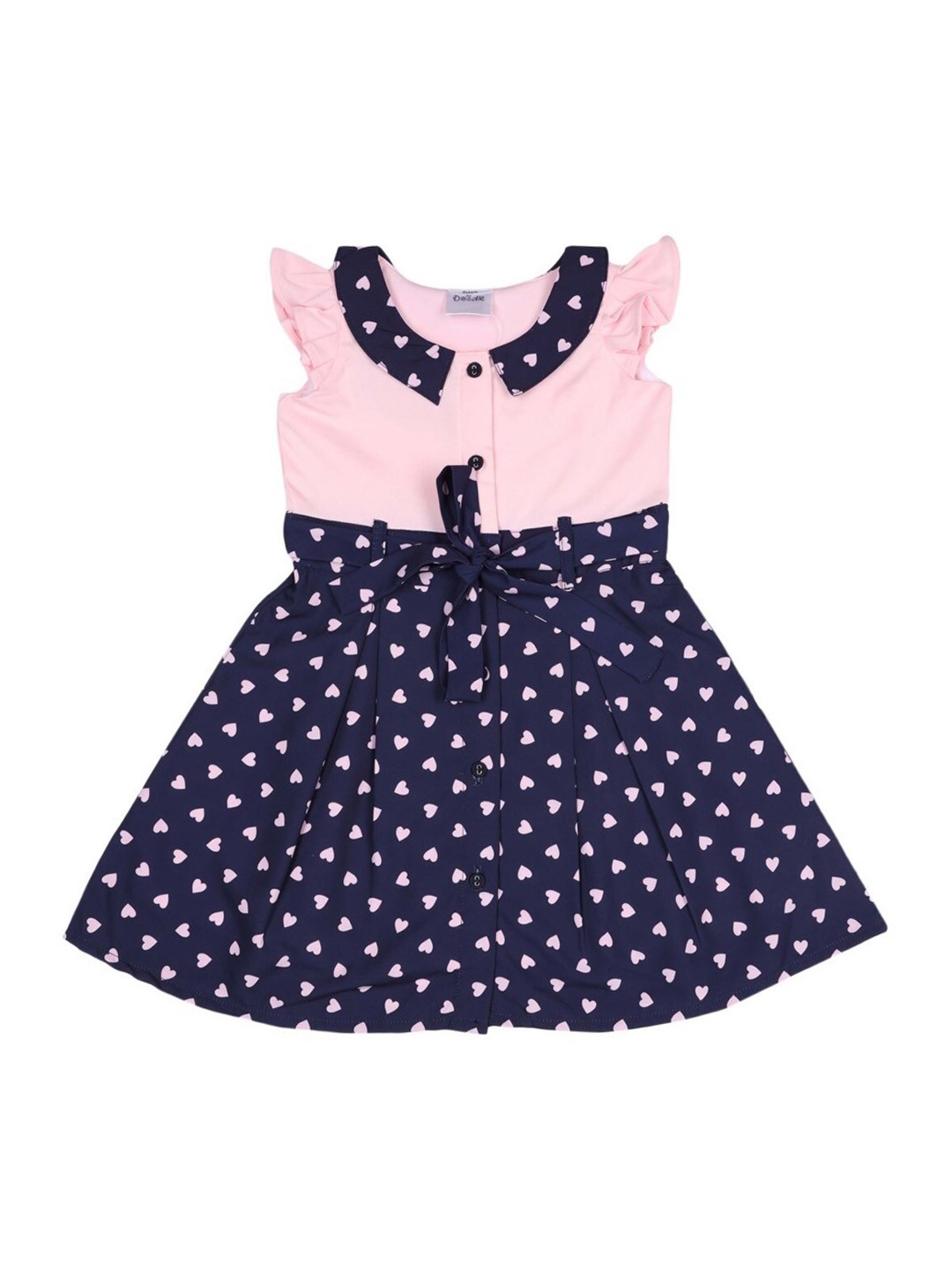 

Doodle Girls Navy Blue Printed Fit and Flare Dress
