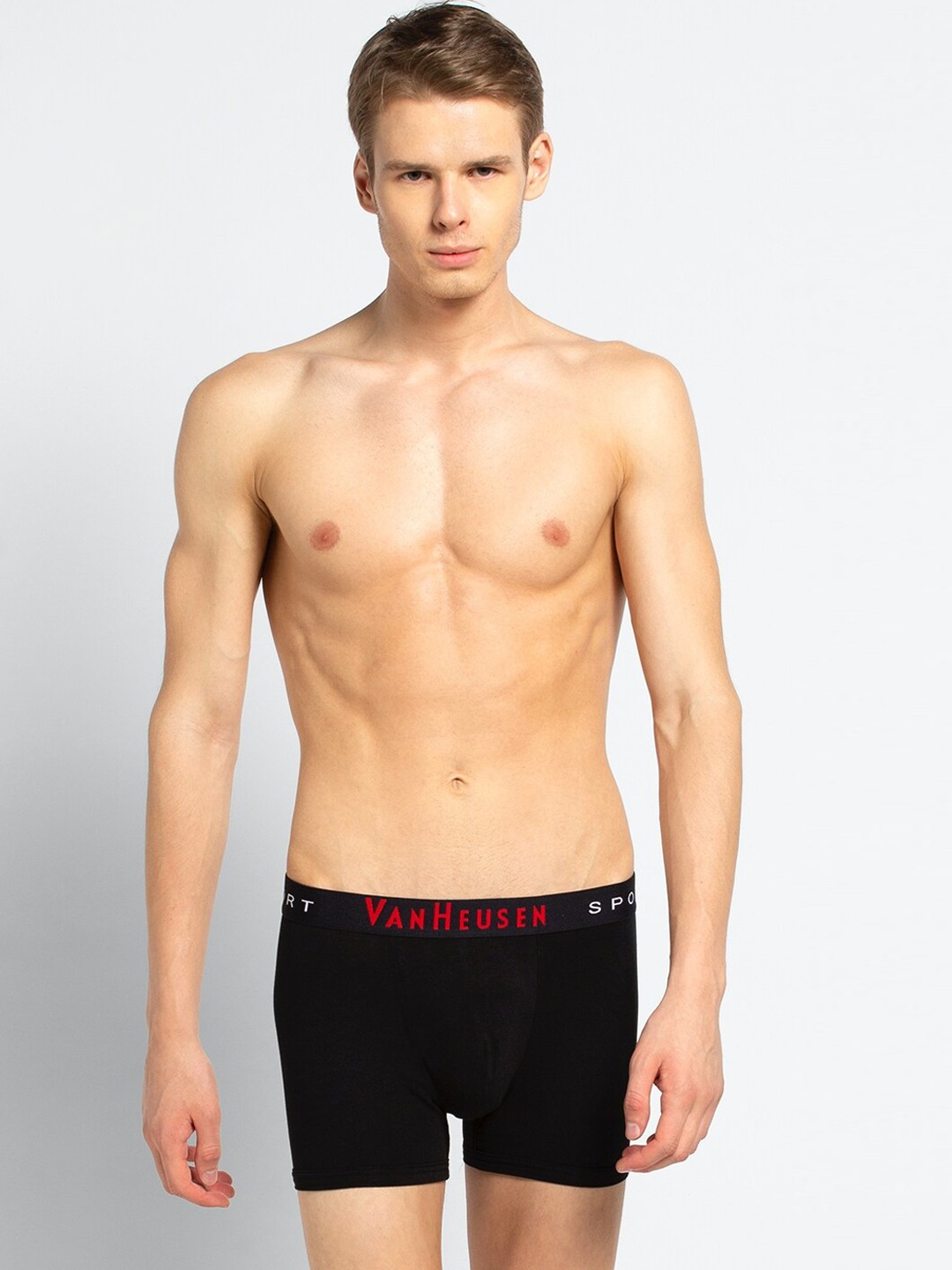 

Van Heusen Men Solid Plush Back Elasticized Waistband Double Layer Gusset Trunks - 70008, Black