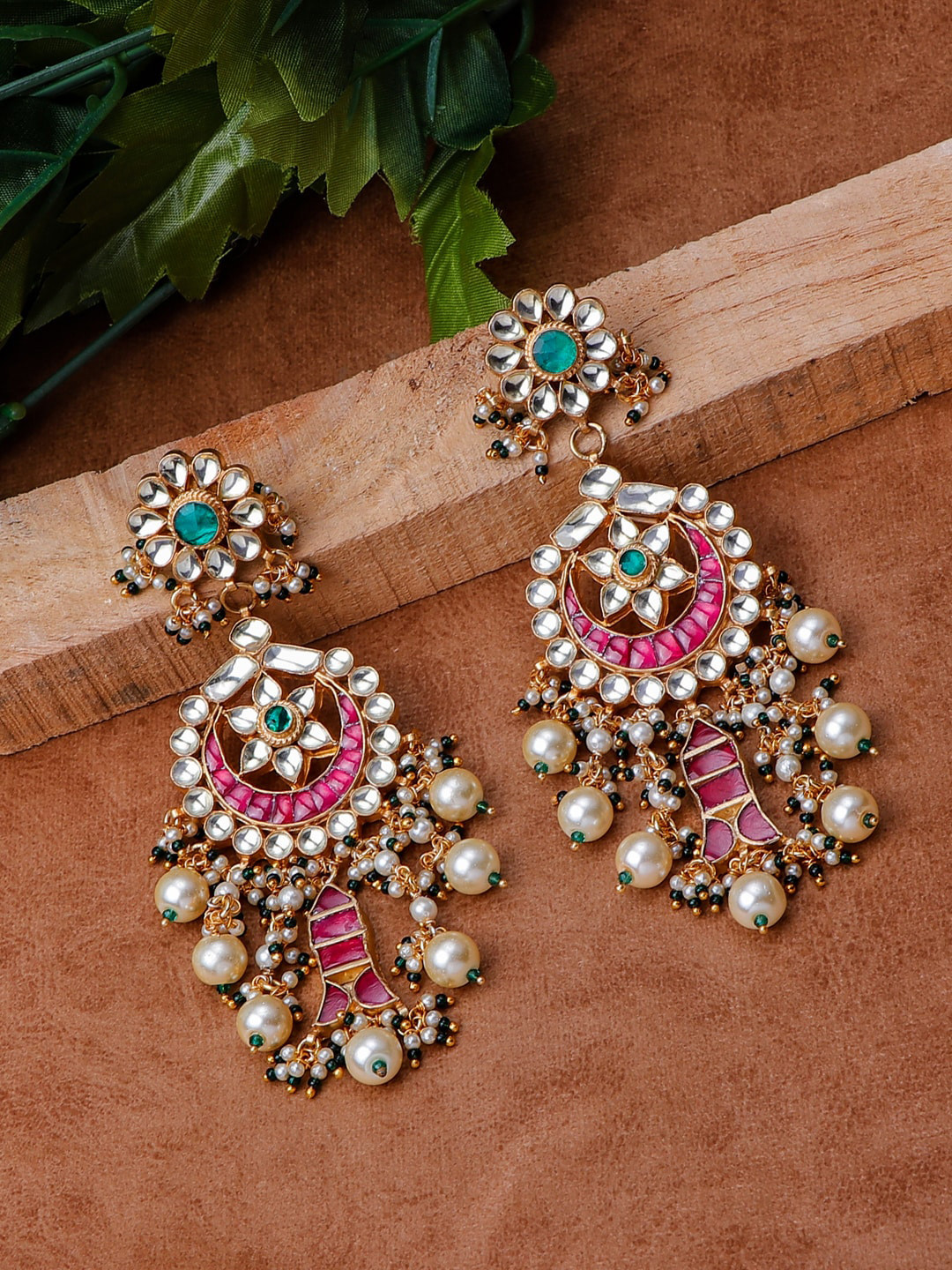 

MORKANTH JEWELLERY Gold-Plated & Pink Classic Drop Handcrafted Earrings