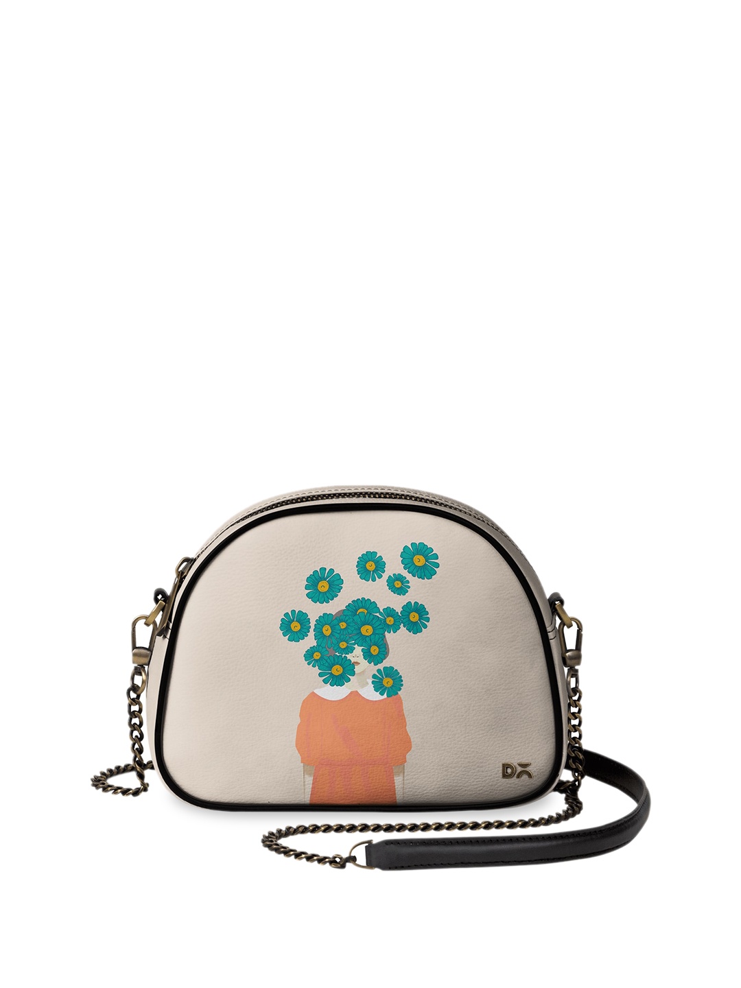 

DailyObjects Beige & Green Floral Printed Sling Bag
