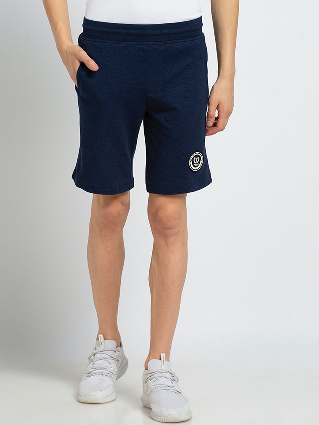 

Van Heusen Men Solid Smart Tech Easy Stain Release Knit Shorts, Navy blue