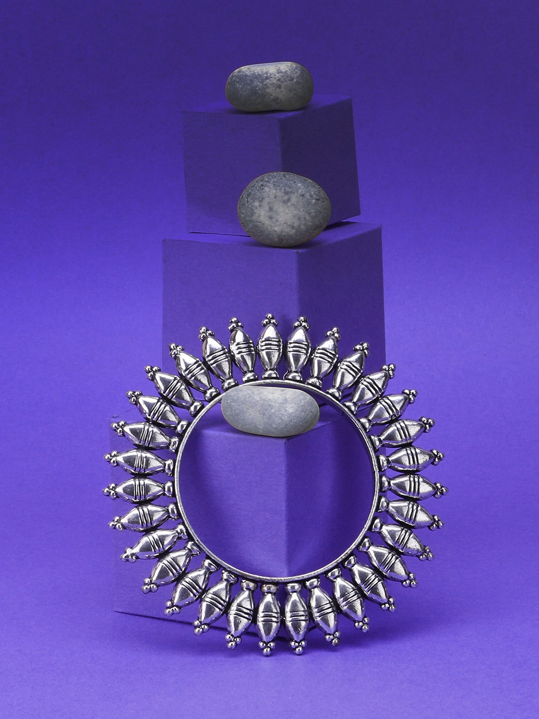 

Adwitiya Collection Set of 2 Oxidised Silver Plated Handcrafted Bangles