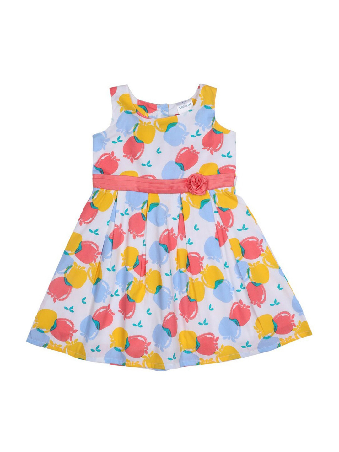 

Doodle Girls Multicoloured Printed Fit and Flare Dress, Multi