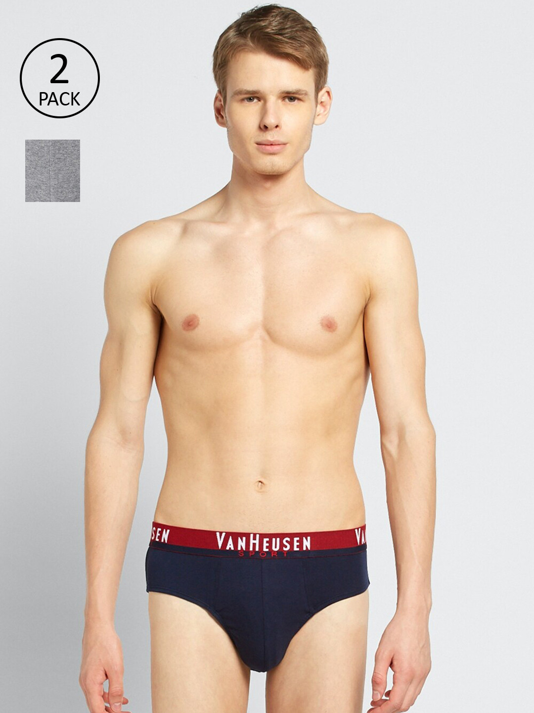

Van Heusen Sport Men Pack of 2 Solid Plush Back Elasticized Waistband Ultra Soft Briefs, Grey