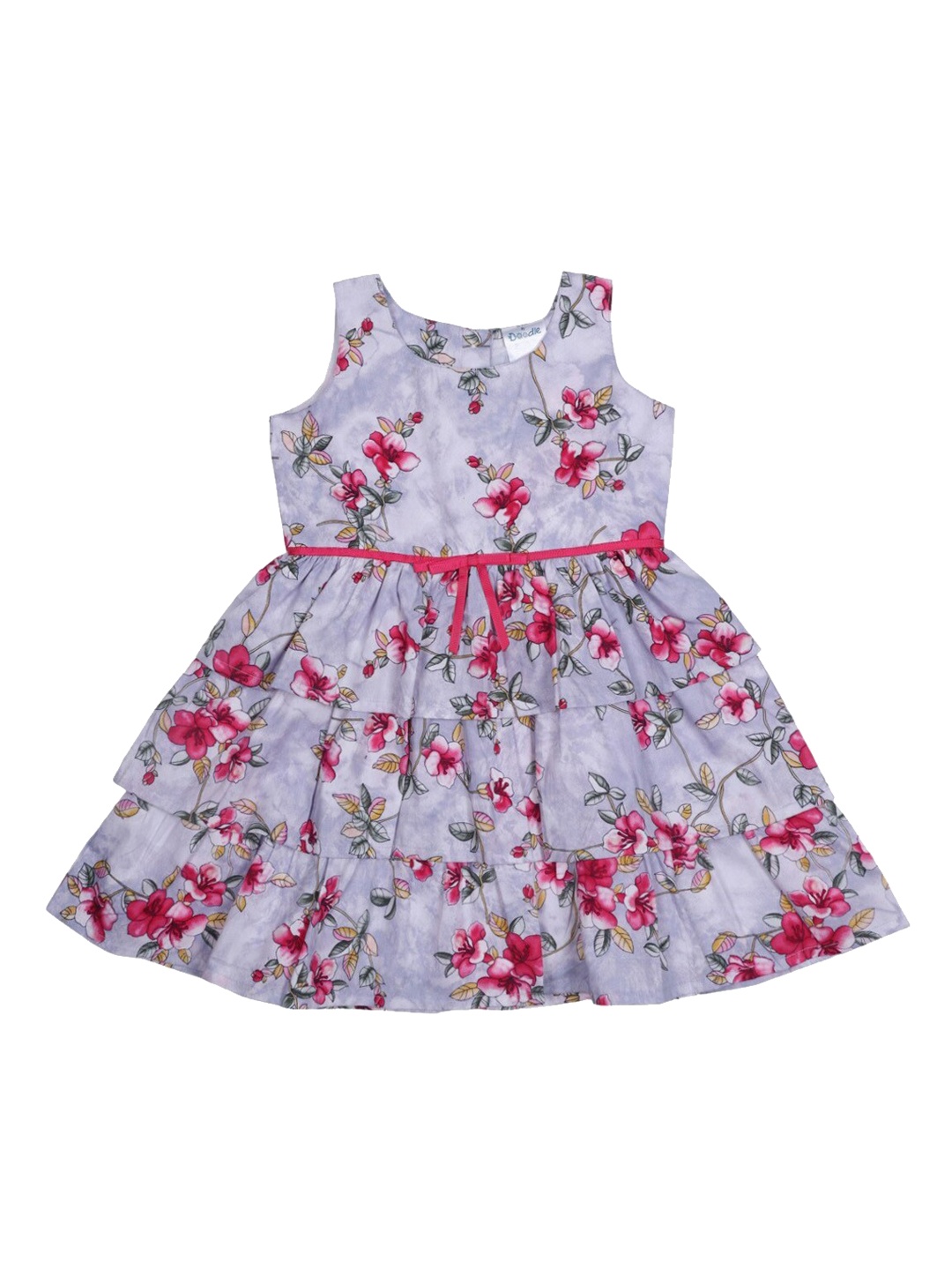 

Doodle Girls Pink Printed Fit and Flare Dress
