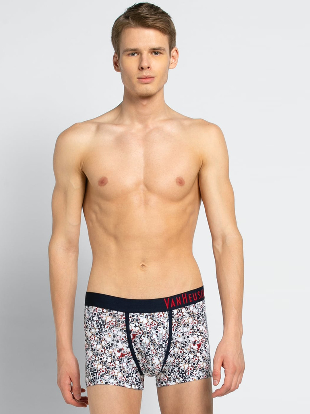 

Van Heusen Men Printed Colour Fresh No Ride-Up Trunks IHETR1CPW0510051, White