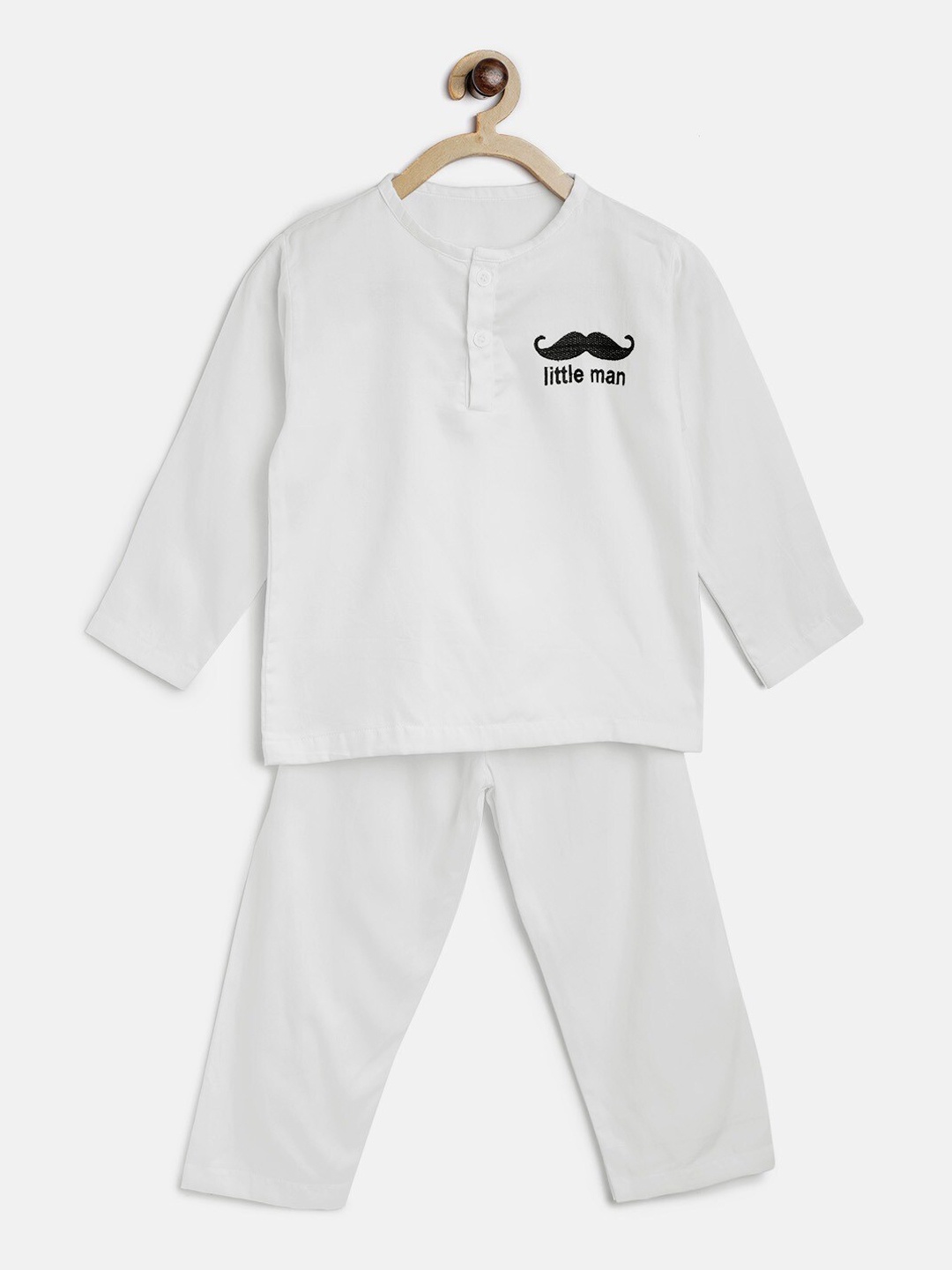 

YK Kids White Solid Night suit