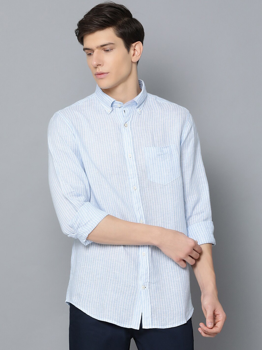 

GANT Men Blue Regular Fit Striped Casual Shirt