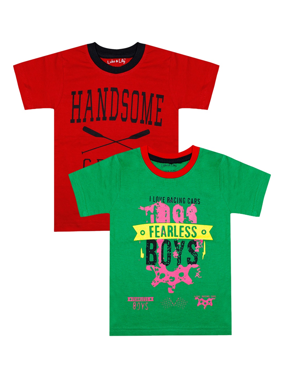 

Luke & Lilly Boys Pack Of 2 Printed Round Neck T-shirts, Red