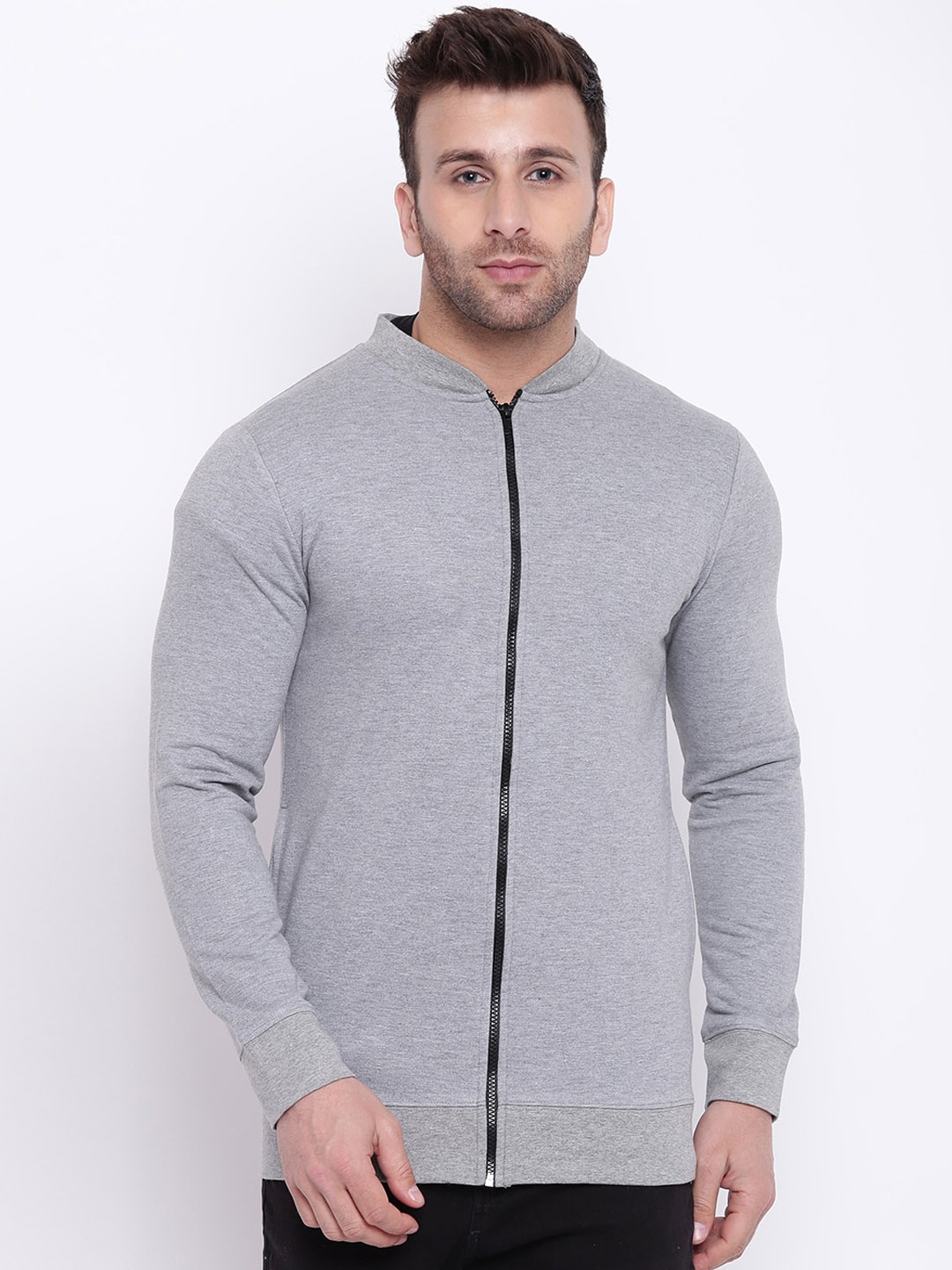 GRITSTONES Men Grey Solid Lightweight Sporty Jacket