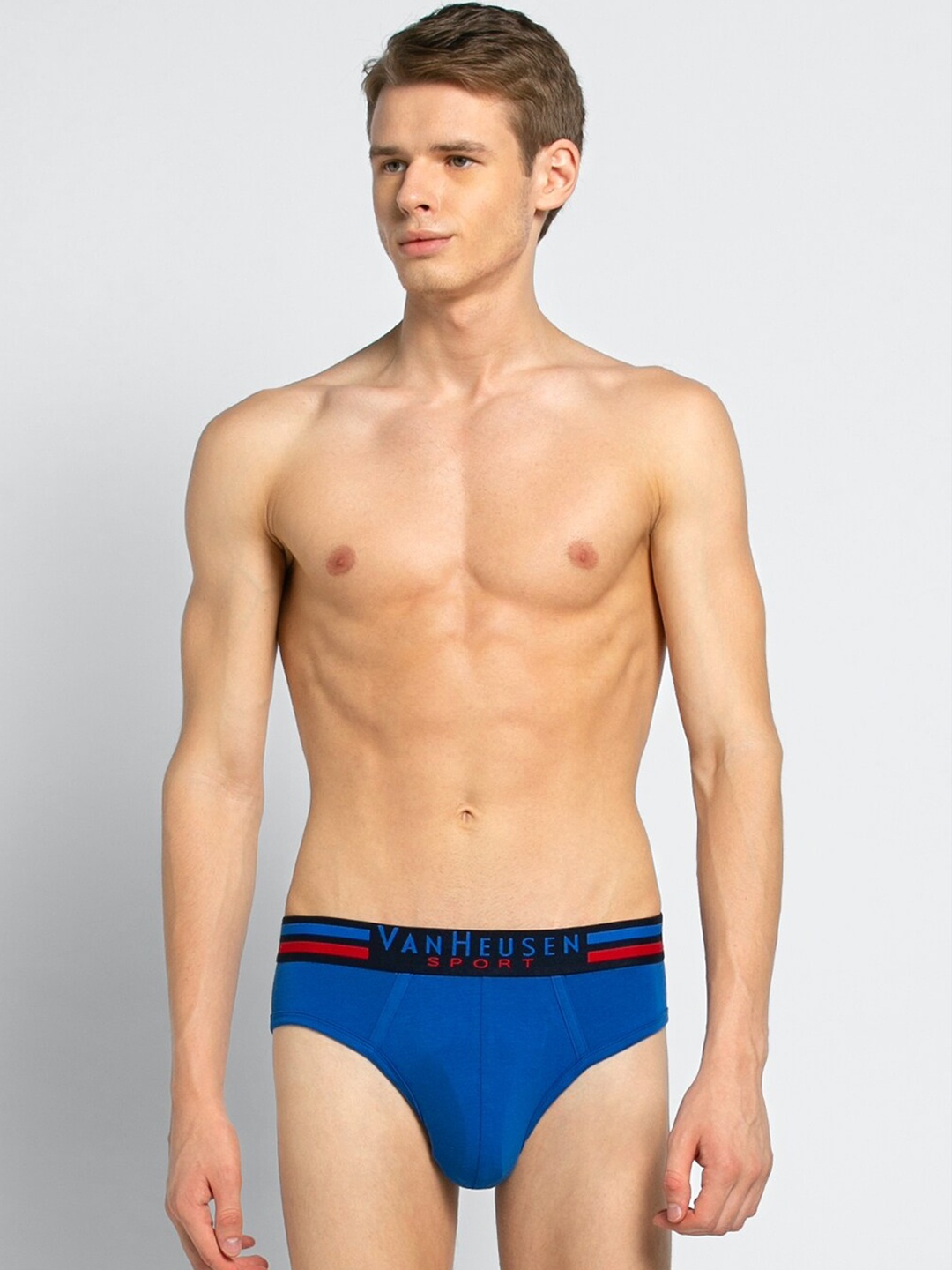 

Van Heusen Men Solid Plush Back Elasticized Waistband Ultra Soft Briefs 70005, Blue