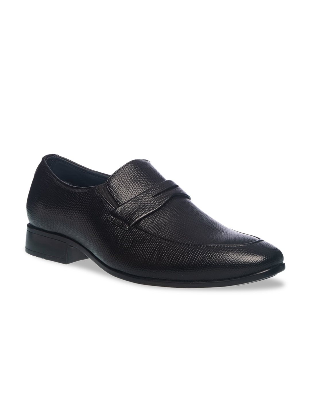 

Khadims Men Black Textured Formal Loafers