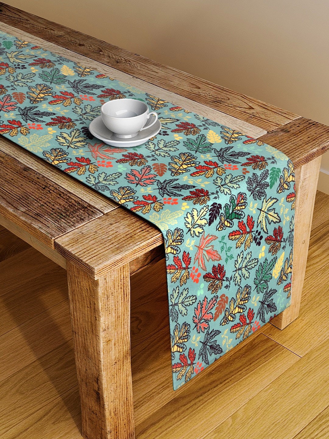 

Alina decor Green & Red Floral Digital Printed Table Runner
