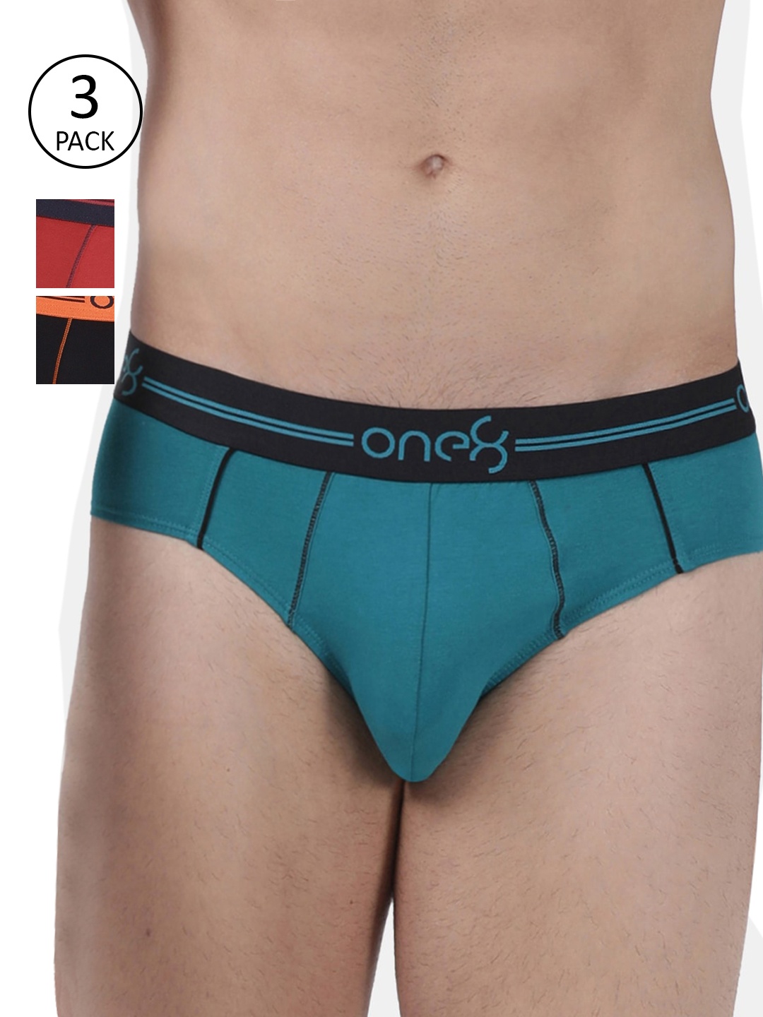 

one8 by Virat Kohli Men Pack Of 3 Solid Basic Premium Cotton Stretch Briefs 202-PO3, Black