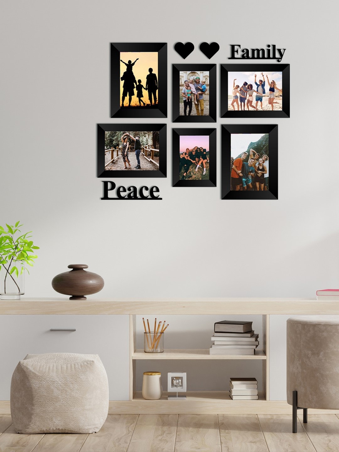

eCraftIndia Set Of 6 Black Solid Memory Wall Collage Photo Frames