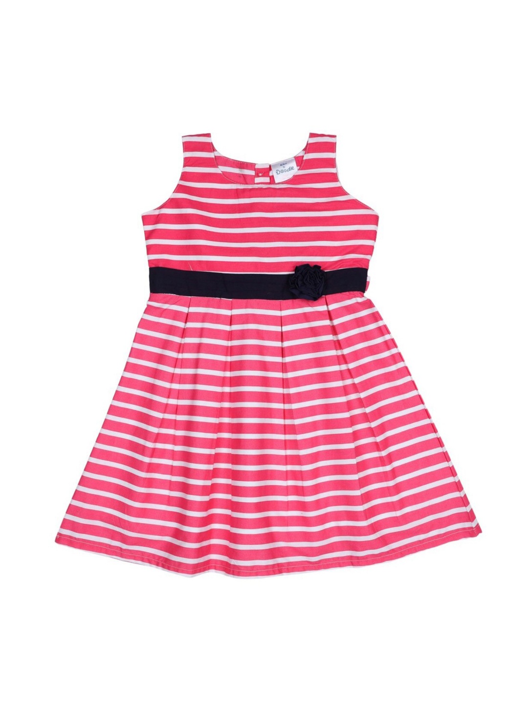 

Doodle Girls Pink & White Striped Fit and Flare Dress