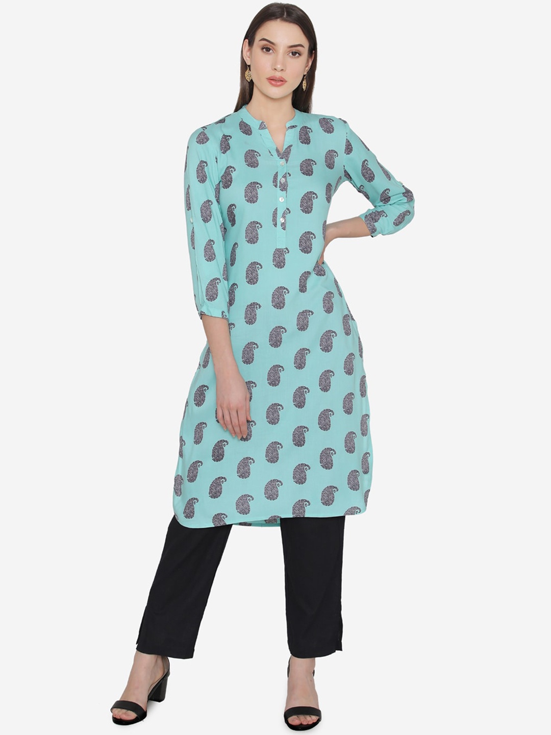 

Kifahari Women Blue & Black Printed Kurta with Palazzos