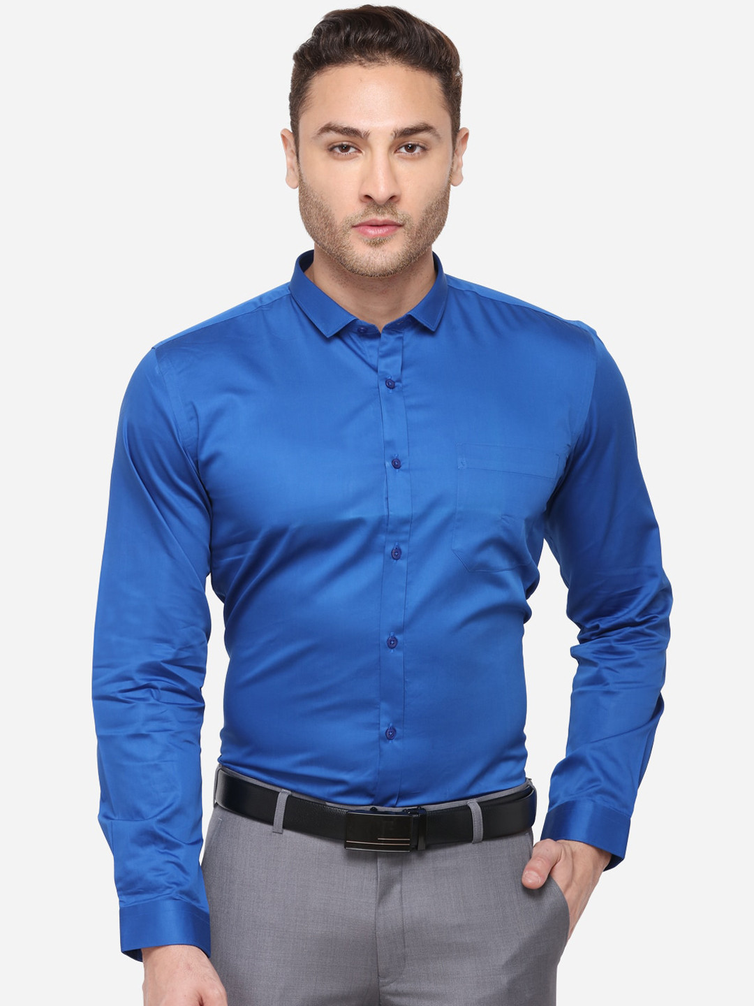 

Greenfibre Men Blue Slim Fit Solid Casual Shirt