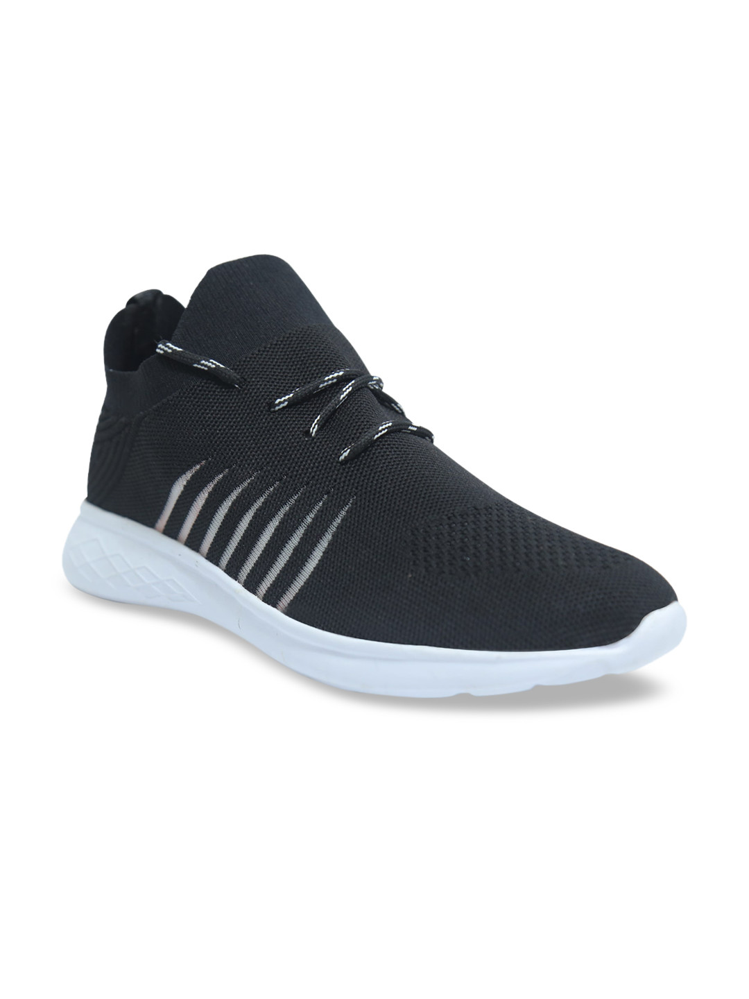 

Provogue Men Black Textured Mesh Mid-Top Sneakers