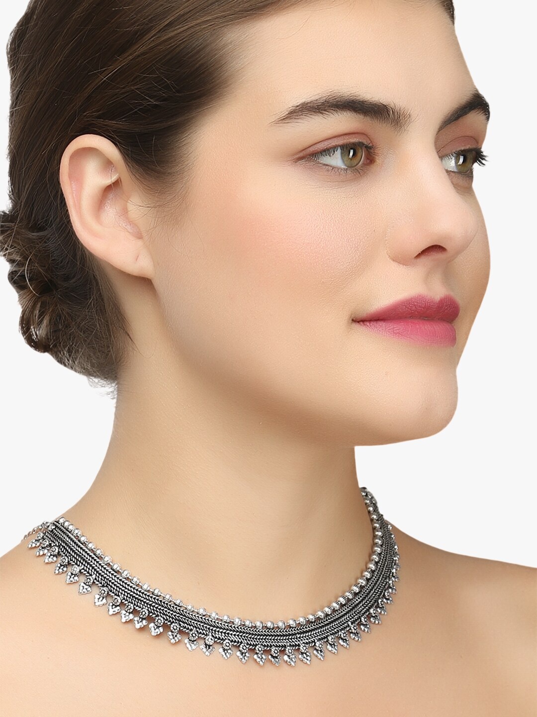 

Adwitiya Collection Silver-Plated Brass Oxidised Necklace