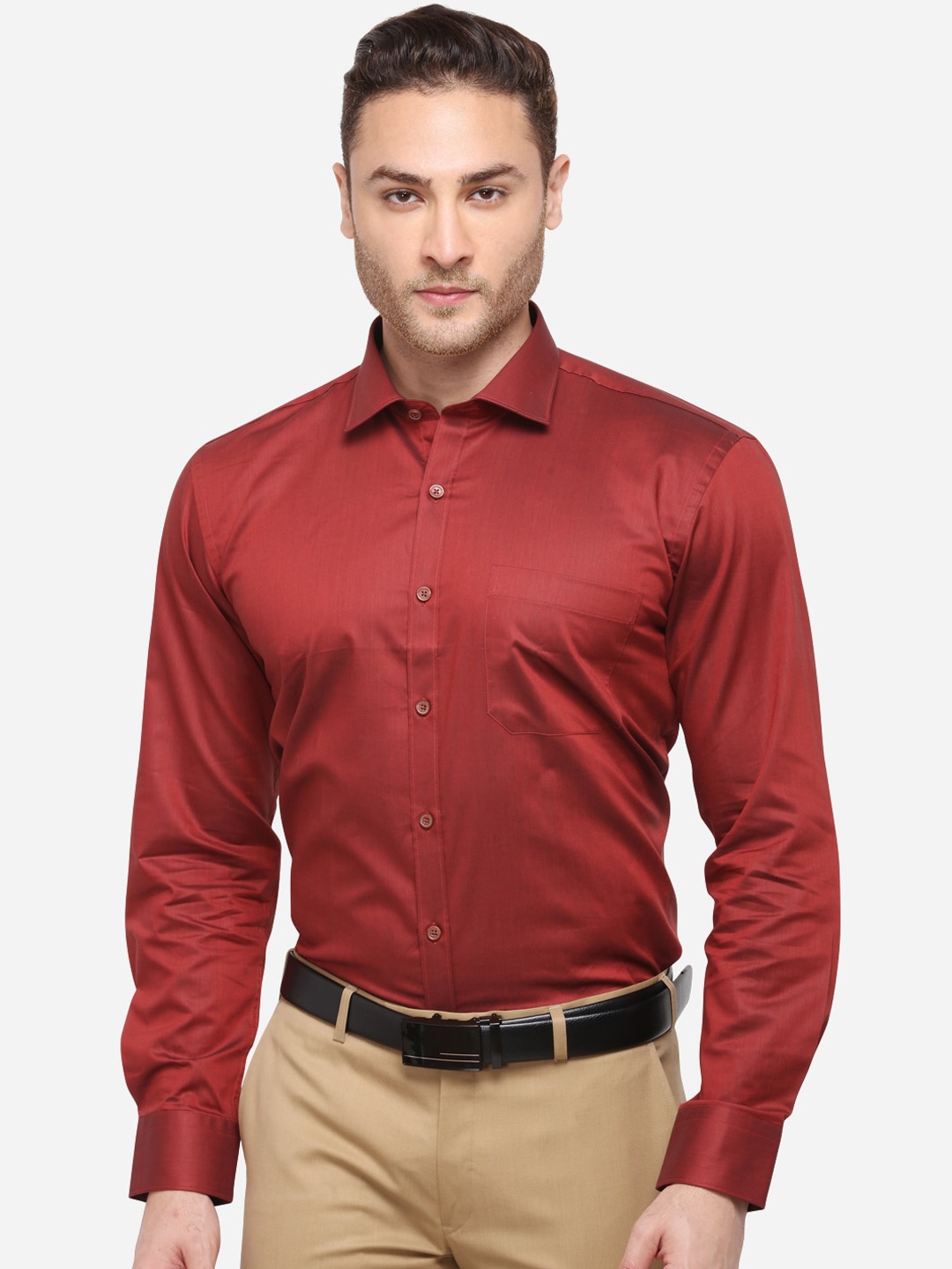 

METAL Men Rust Slim Fit Solid Formal Shirt