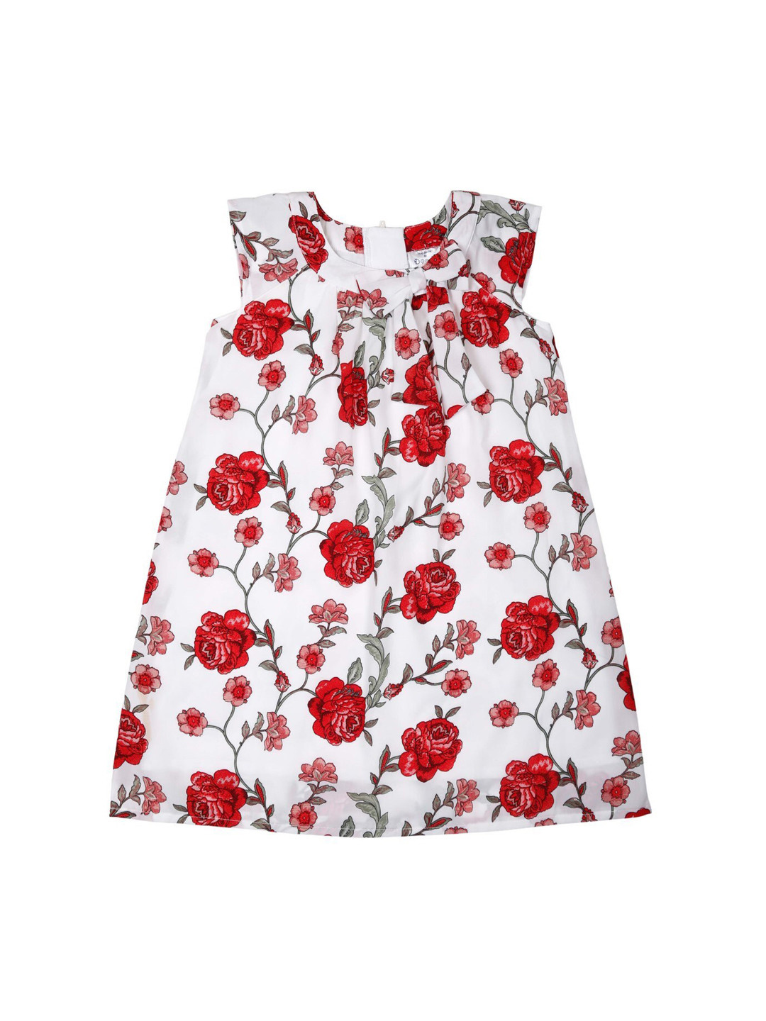 

Doodle Girls White & Red Floral Printed A-Line Dress
