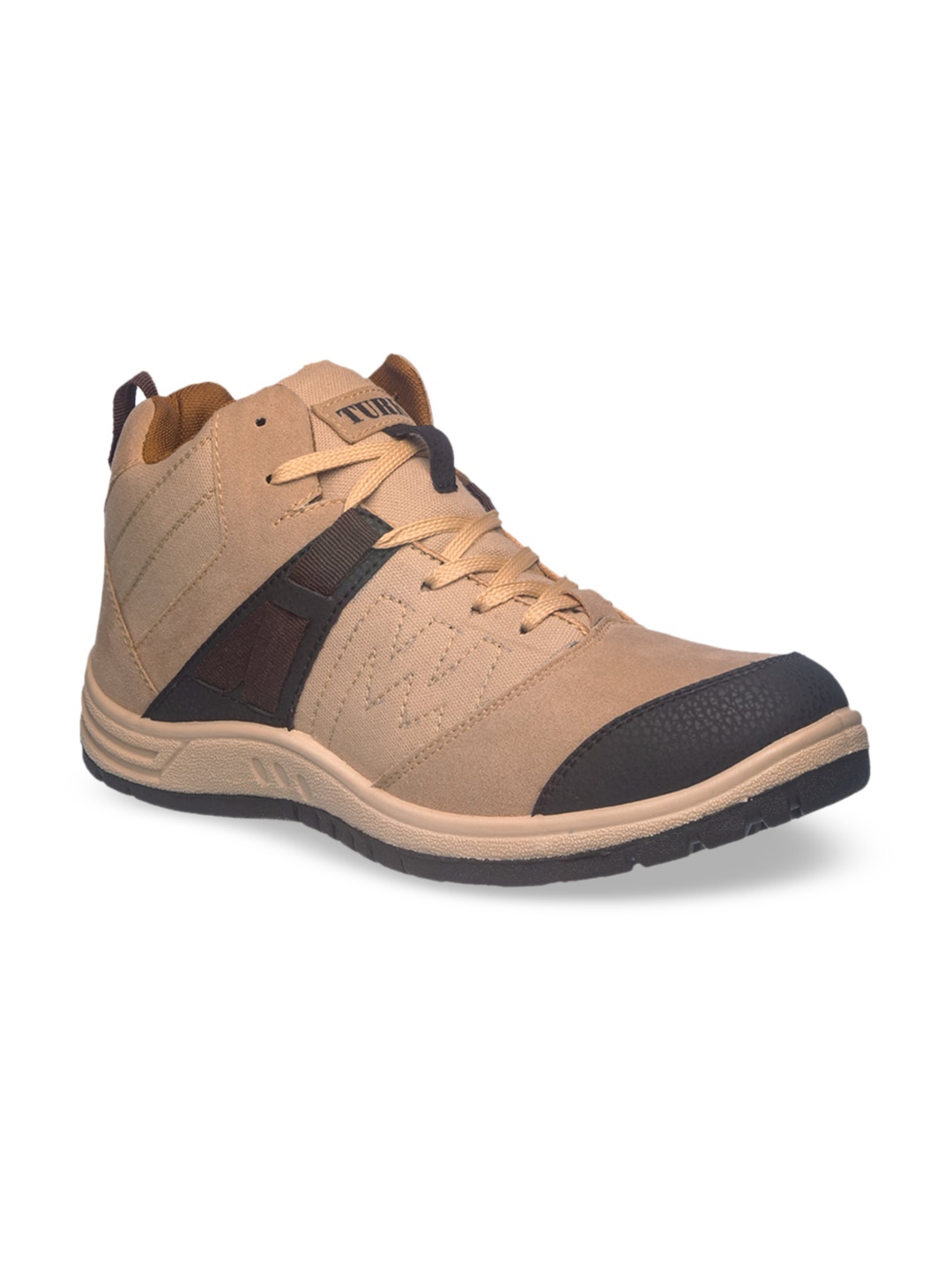 

Khadims Men Beige & Brown Colourblocked Synthetic Mid-Top Sneakers