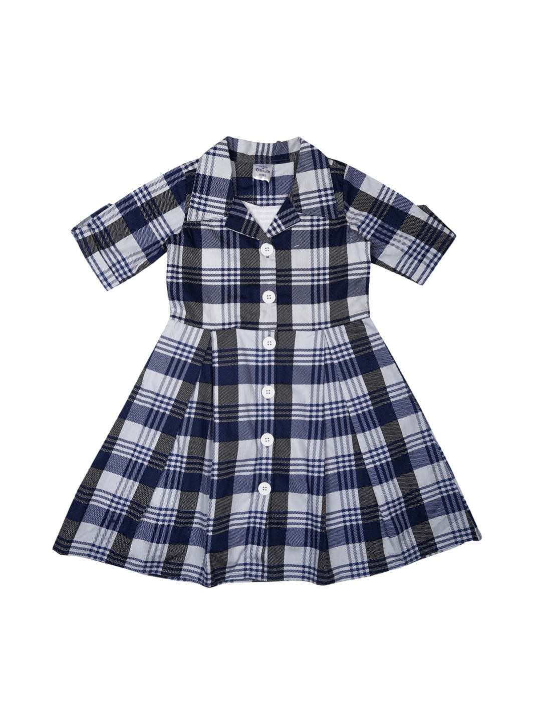 

Doodle Girls Blue & White Checked Shirt Dress
