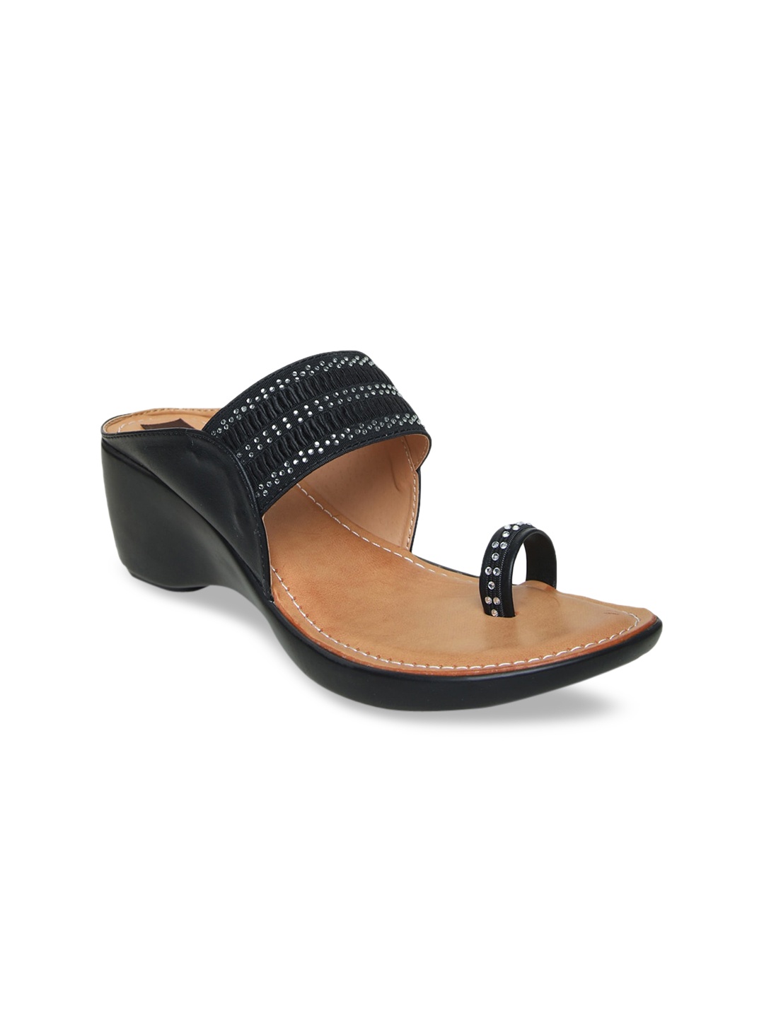 

VALIOSAA Women Black Embellished Wedge Heels