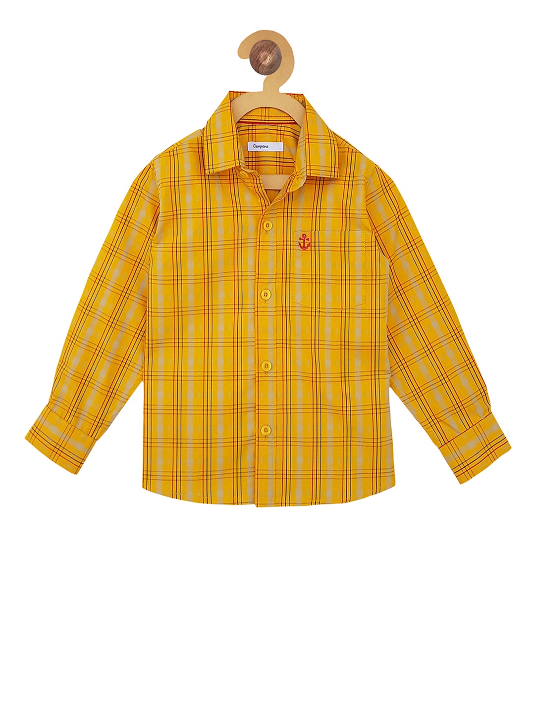 

Campana Boys Yellow Regular Fit Checked Casual Shirt