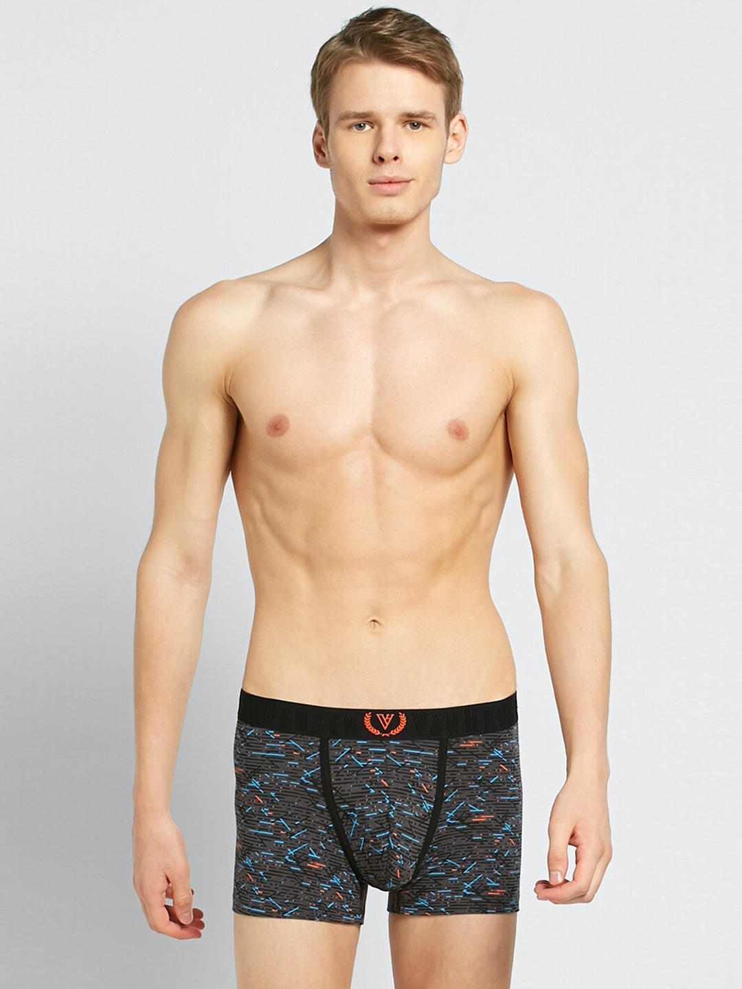 Van Heusen Men Printed Double Layer Gusset Trunks 370004, Grey