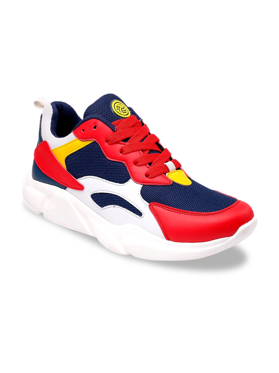 

bacca bucci Men Red & Navy Blue Colourblocked Sneakers