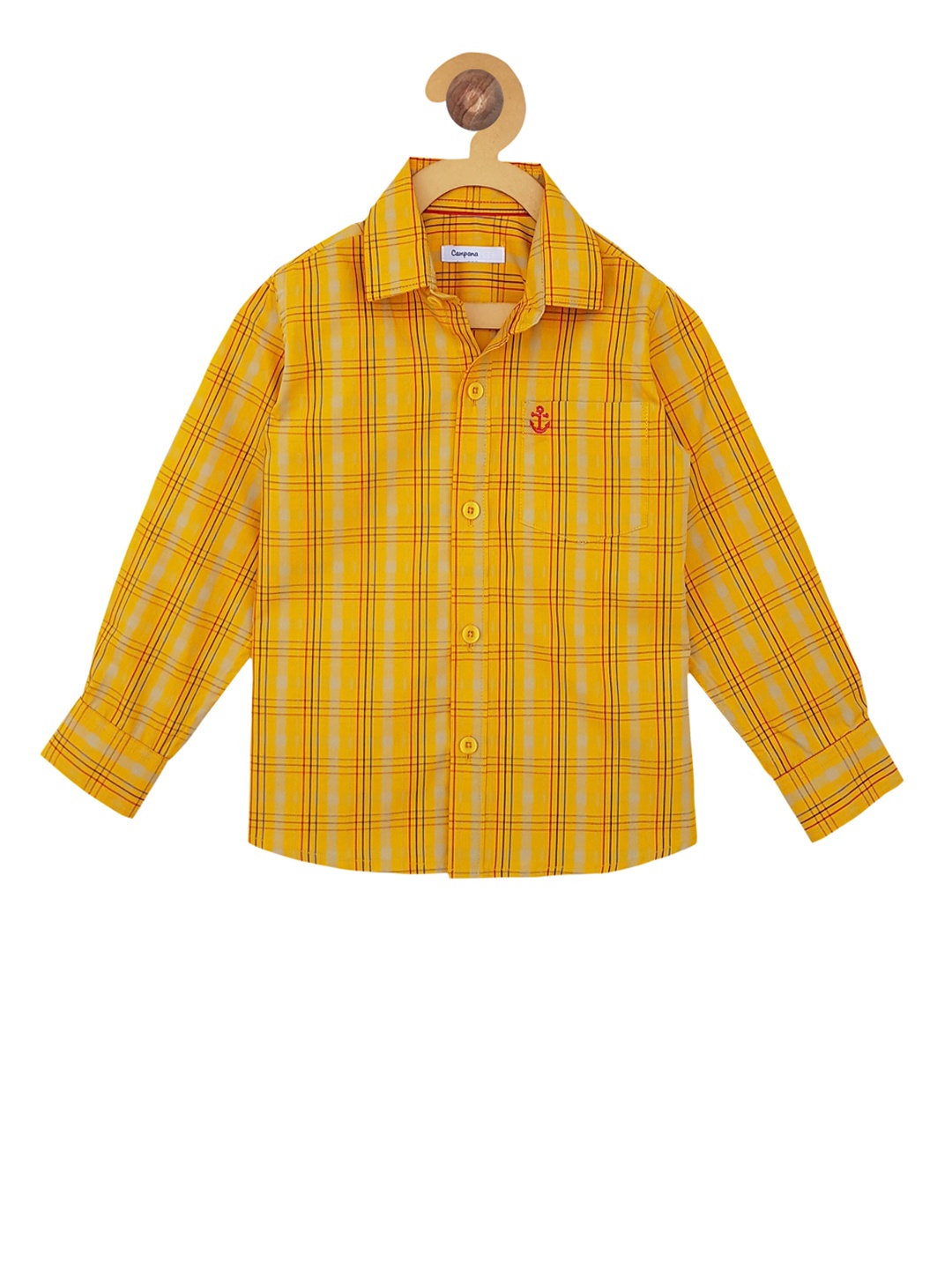 

Campana Boys Yellow Regular Fit Checked Casual Shirt