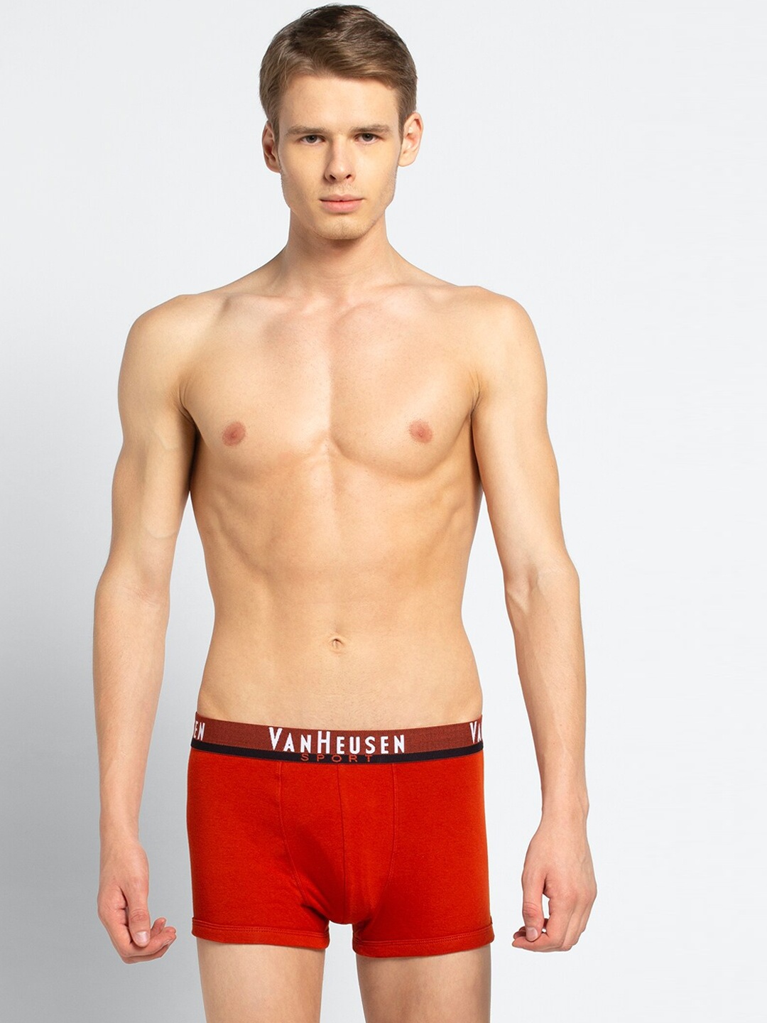 

Van Heusen Men Solid Plush Back Elasticized Waistband Double Layer Gusset Trunk, Orange