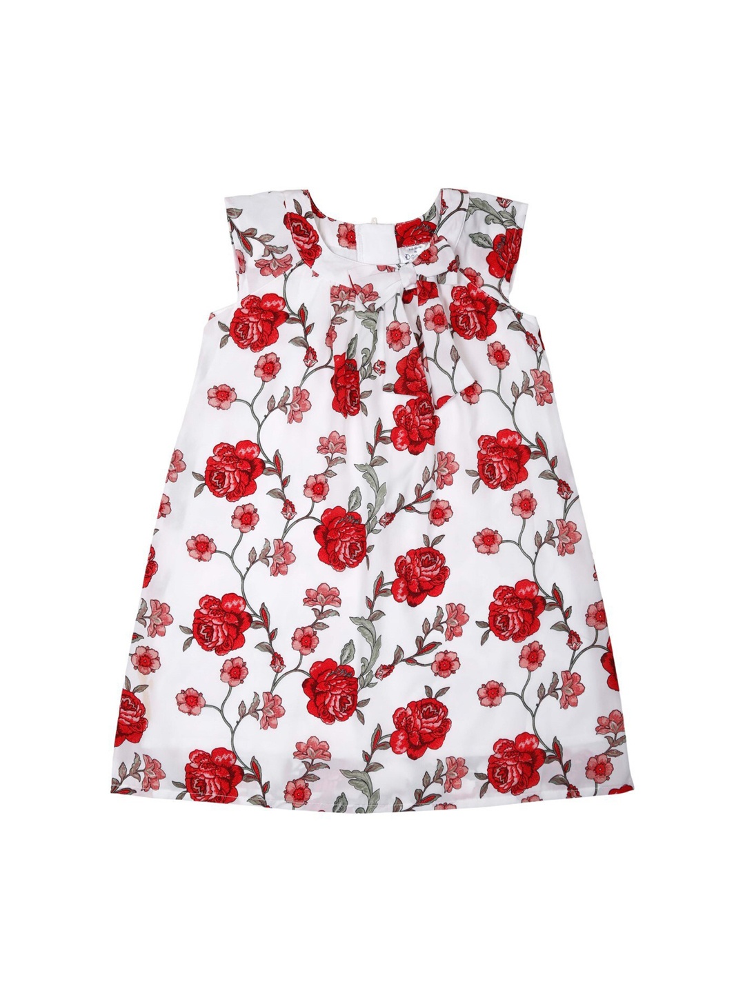 

Doodle Girls White & Red Floral Printed A-Line Dress