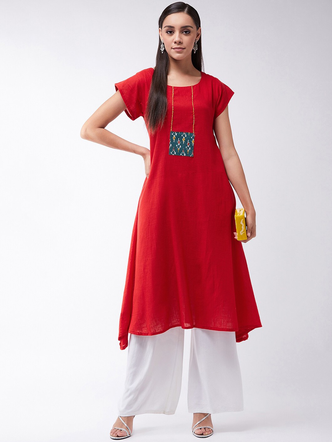 

InWeave Women Red Solid A-Line Kurta